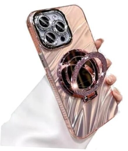 for iPhone 16 Pro Max Case with Mirror Kickstand [Compatible with Magsafe]