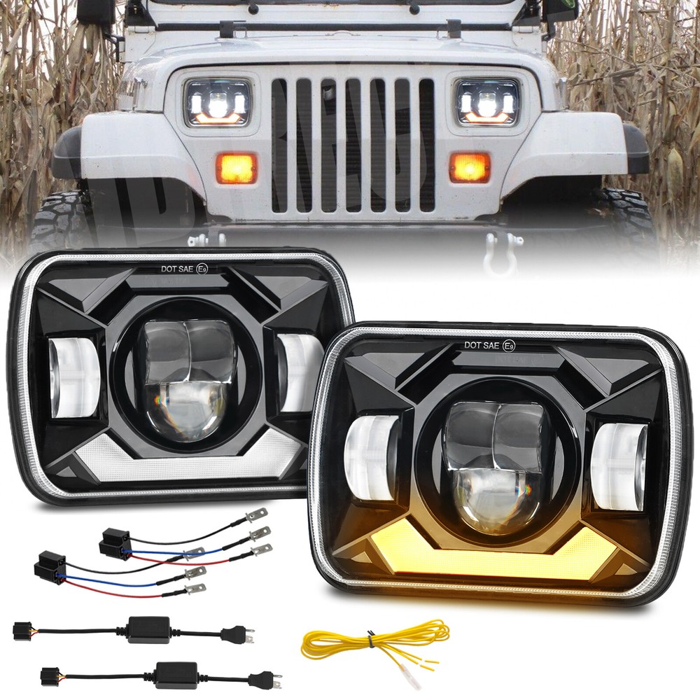 82-95 Toyota Pickup 4Runner 5x7 7x6 LED Headlight Hi-Lo Beam DRL