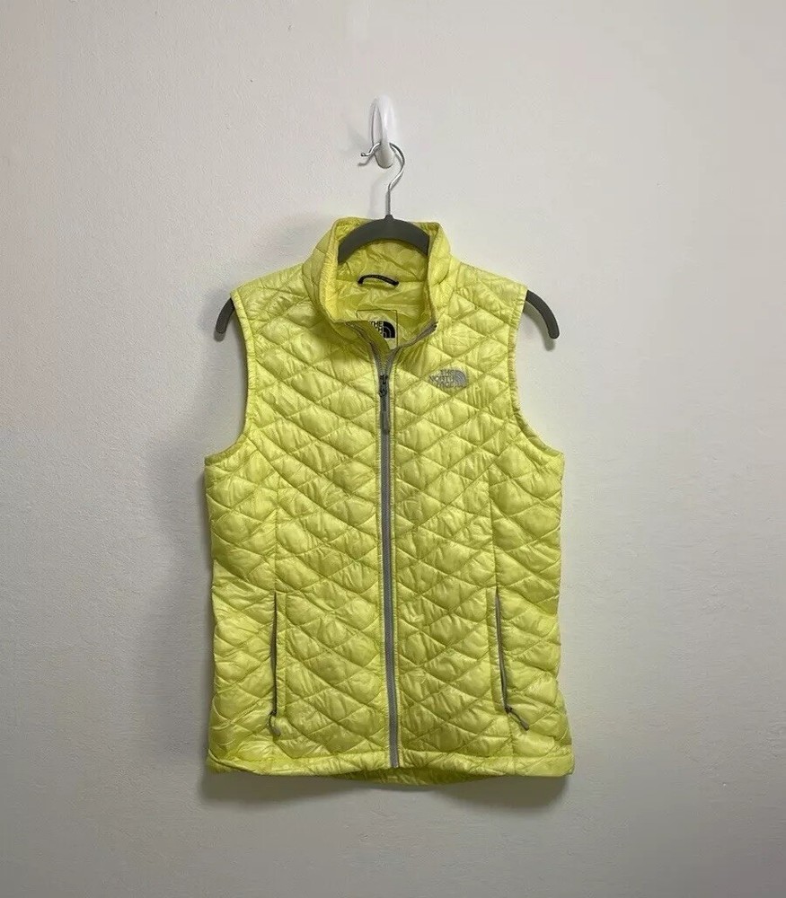North Face Womens Neon Yellow Puffer Vest Size Small  
