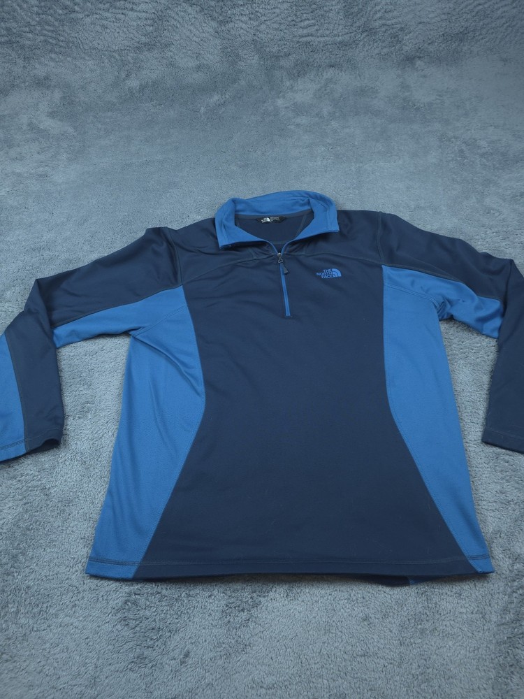 North Face Pullover Mens Large Blue Black Quarter Zip Athletic Fleece Outdoors