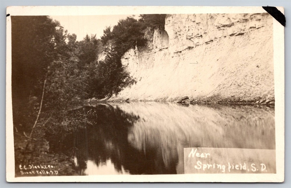 RPPC River Scene Near Springfield SD C1910s Real Photo Postcard AB11