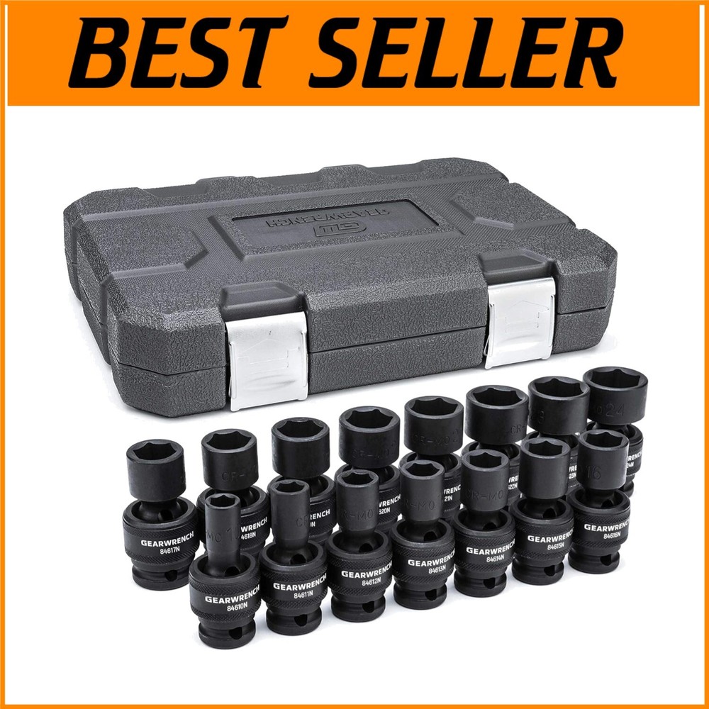 High-Performance Chrome Molybdenum 15-Piece Impact Socket Set - 10mm to 24mm