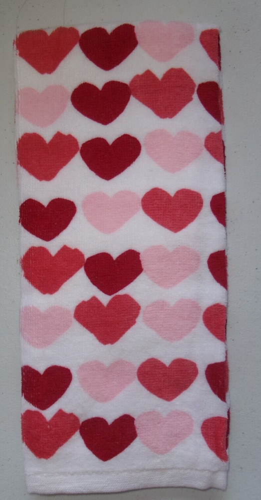 Valentine's Day Colorful Hearts Print Cotton Kitchen Towel Uncut-image