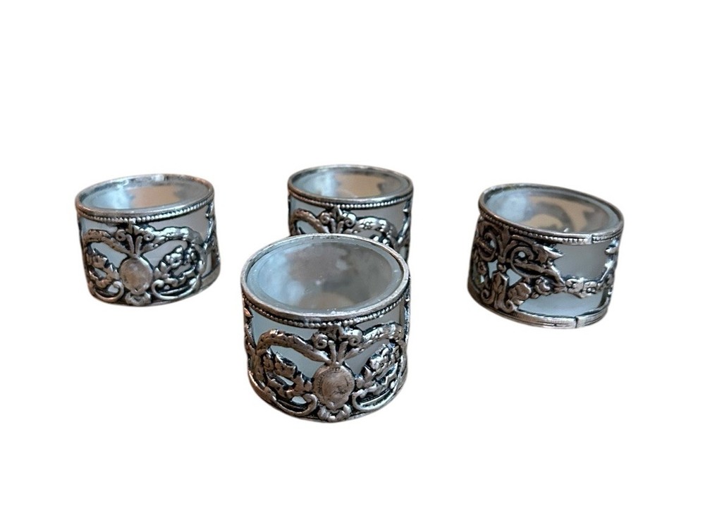 Gothic Embossed Glass & Metal Votive Candle Holders Set of 4 by Two's Company
