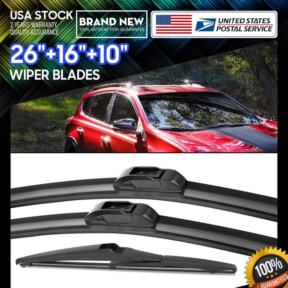 All Season 26''+16''+10'' Windshield Wiper Blades Driver&Passenger Side&Rear