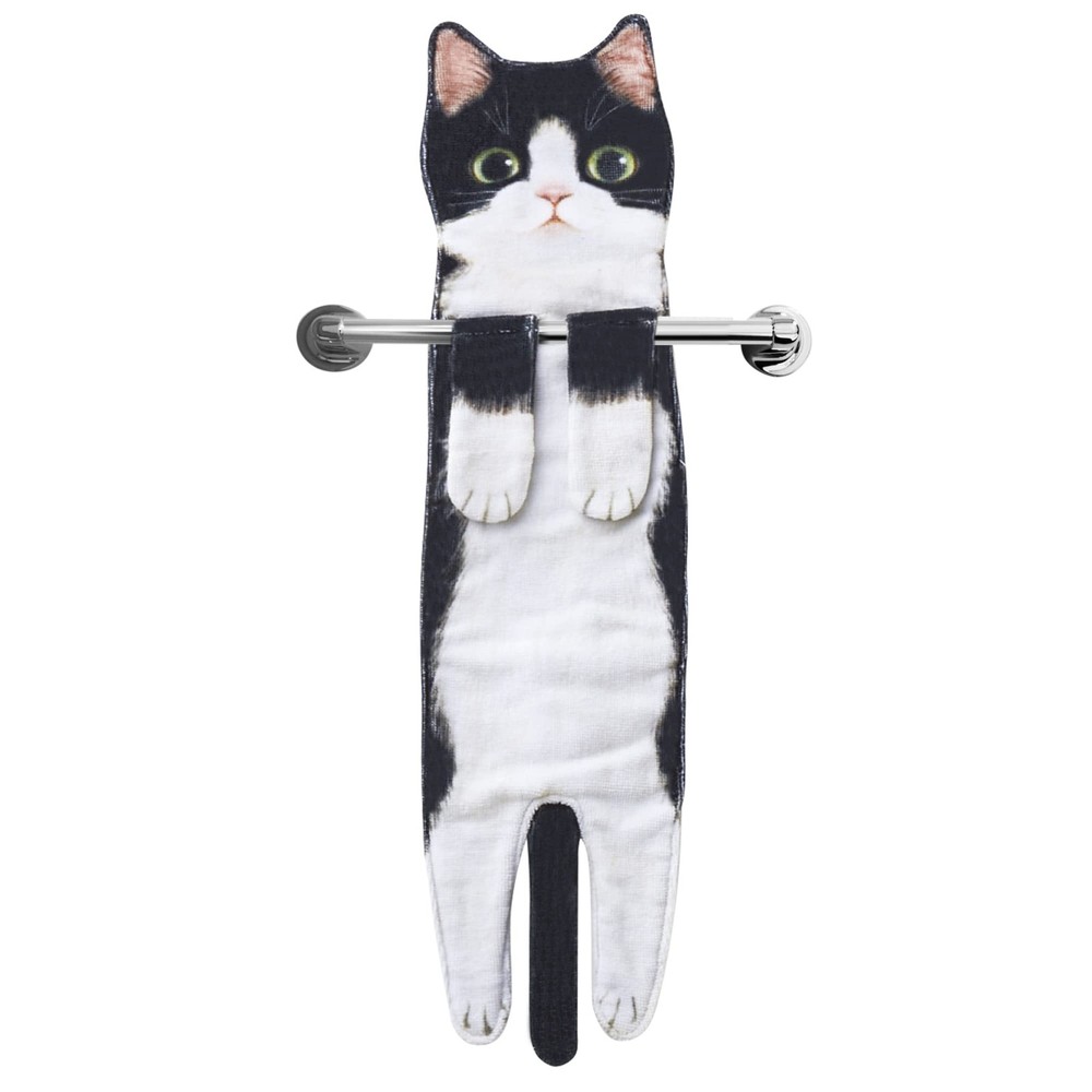 Cat Funny Hand Towels for Bathroom Kitchen- Cute Decorative Kitten Decor Hang...