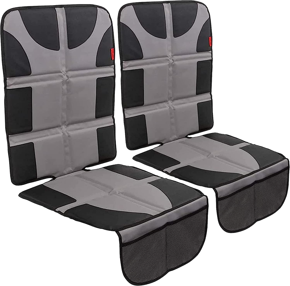 Car Seat Protector (Value 2 Pack) - Thick Padding, Waterproof, 2 Mesh Storage Po