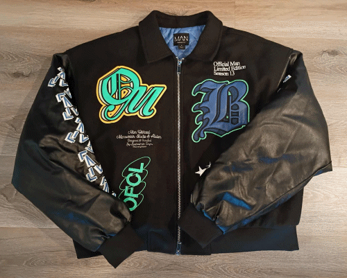 BoohooMAN Varsity Jacket Blue Black RARE