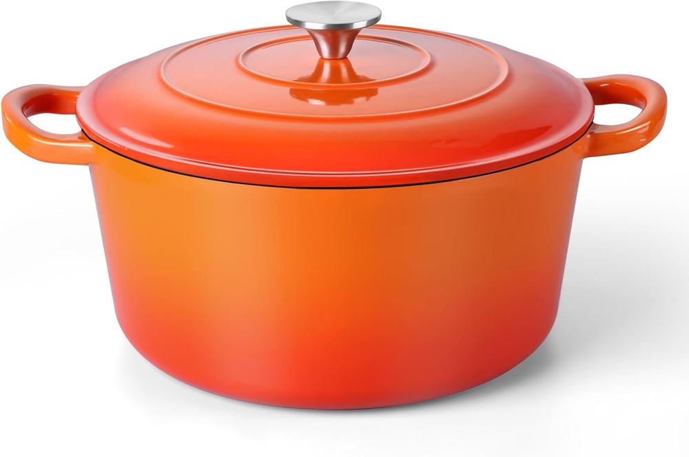 Enameled Cast Iron Dutch Oven, 6QT Nonstick Dutch Oven Pot with Lid & Dual Handl