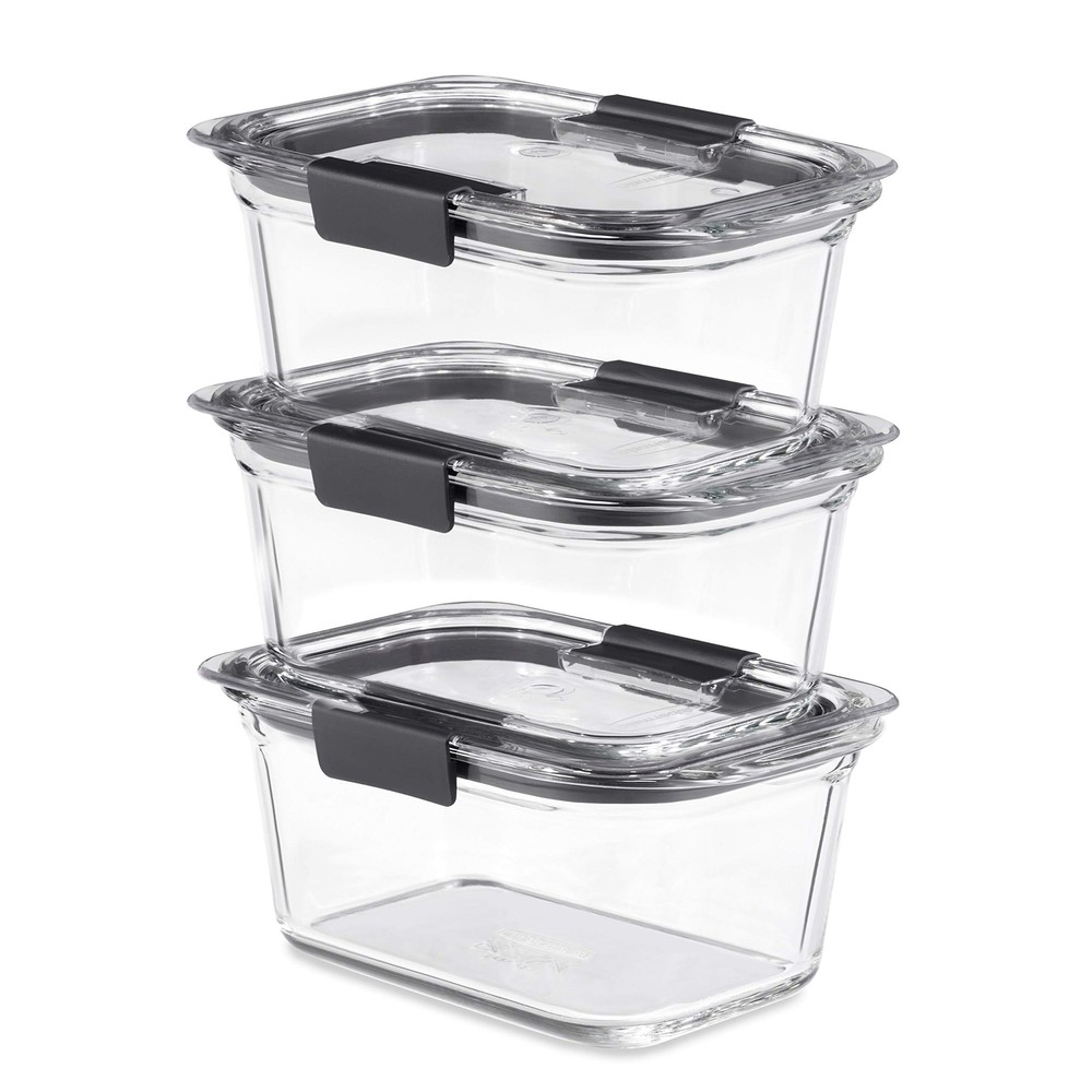 Brilliance 3-Piece 4.7-Cup Clear Glass Food Storage Container Set with Lids