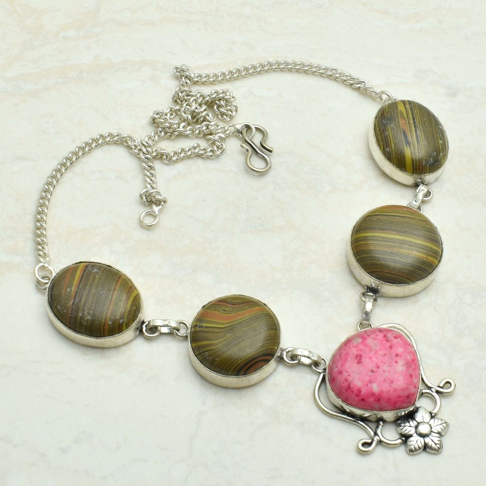 Dendrite Opal Rainbow Calsilice Ethnic Handmade Necklace Jewelry 35 Gms AN 52726