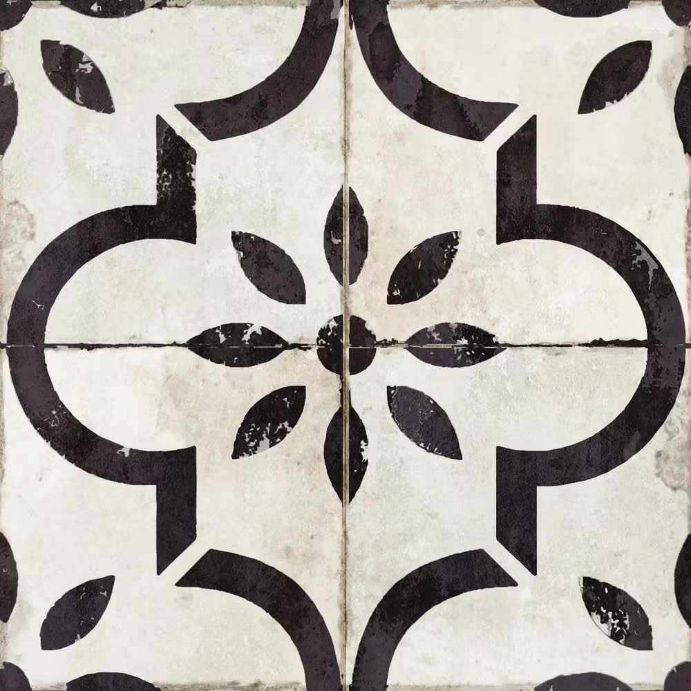 White and Black R41 6x6 Inch Vinyl Peel and Stick Tile 24 Pack Covers 6 Sq Ft