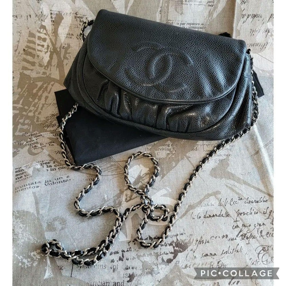 Chanel Coco Matelasse Half Moon Chain Wallet with Gold-Tone Hardware