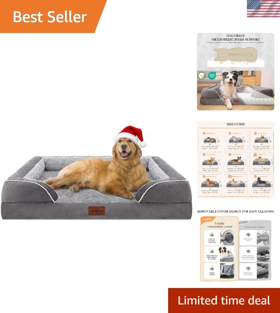 Water-Resistant Orthopedic Pet Bed for Large Dogs, Removable & Washable Cover