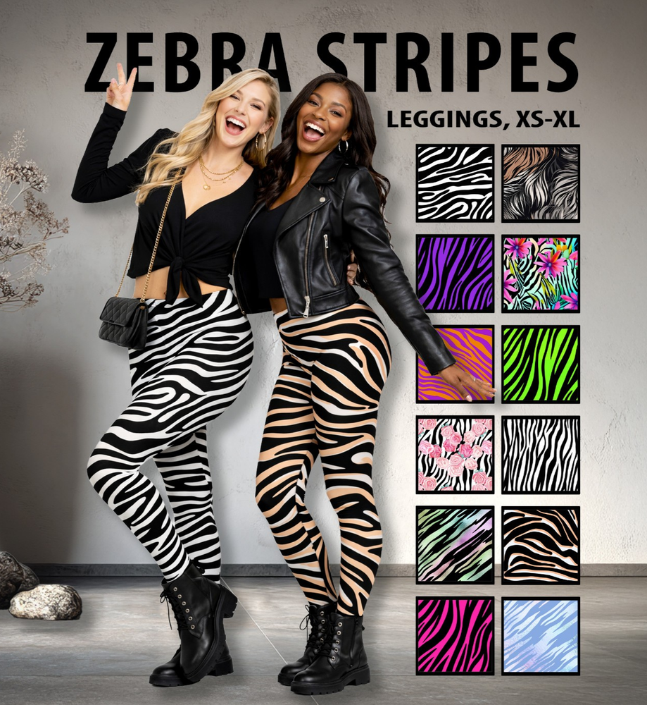 Womens Zebra Stripe Leggings #1 – Rock Star Animal Print Pants