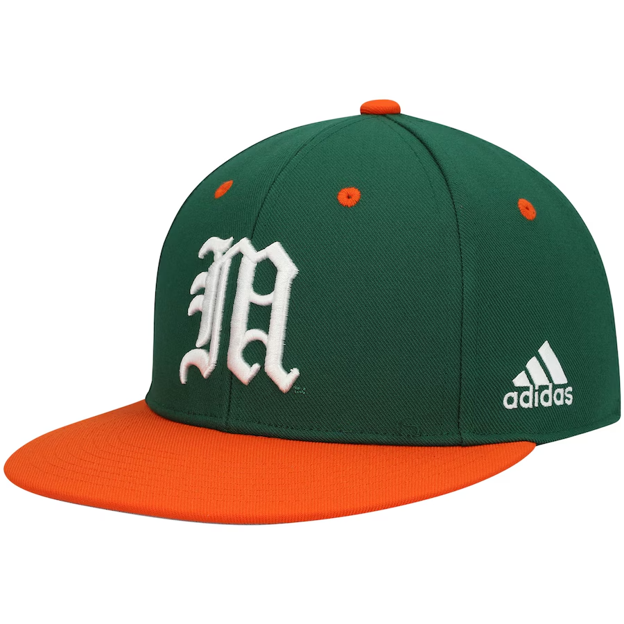 Adidas Miami Hurricanes Baseball Green Hat Cap Fitted Pick Size Brand New w Tag