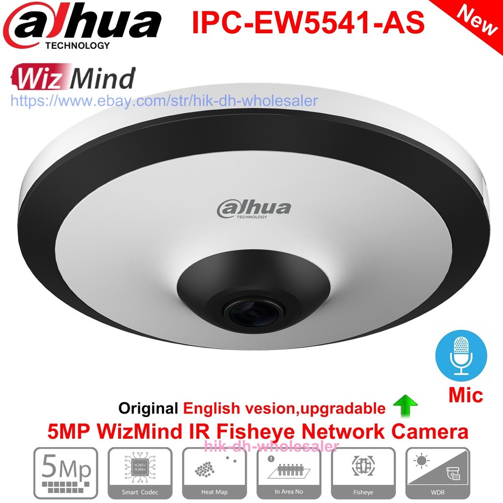 Dahua 5MP AI Starlight Fisheye IP Camera with Mic PoE IR10m IPC-EW5541-AS