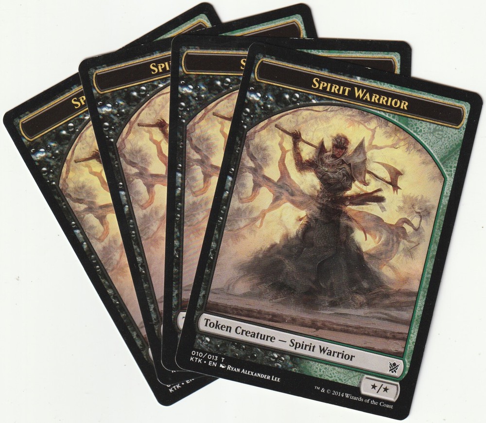 MTG 4 Spirit Warrior Tokens KTK 2014 Playset Creature Cards EN