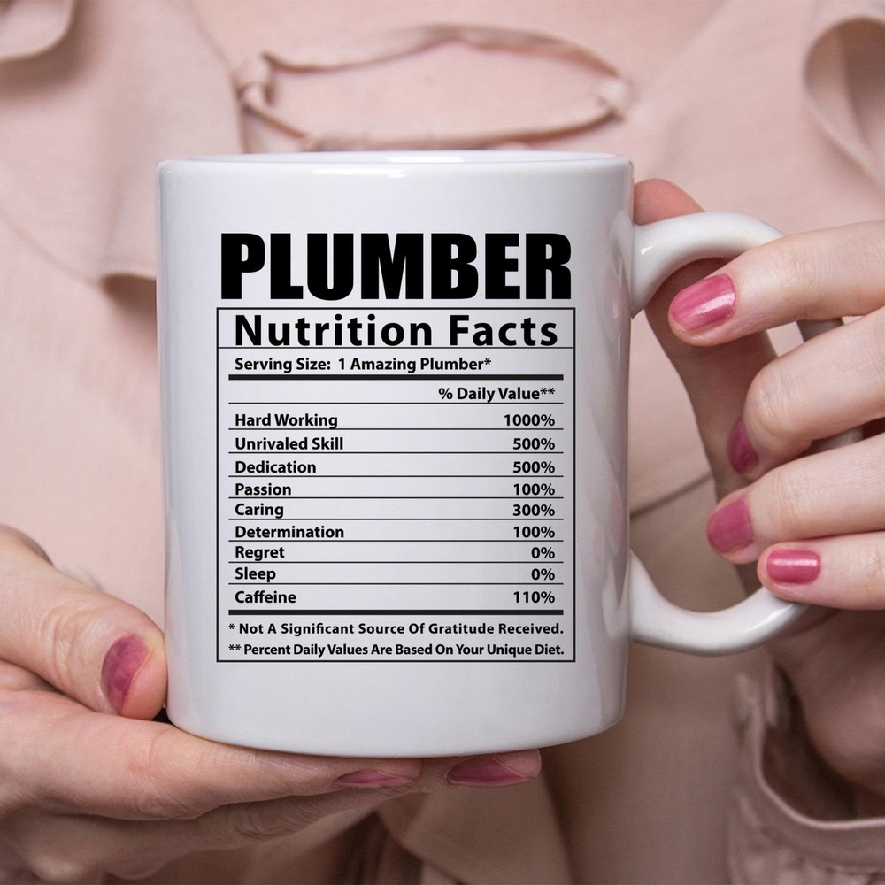 Funny Plumbing Nutrition Facts Coffee Mug for Plumbers