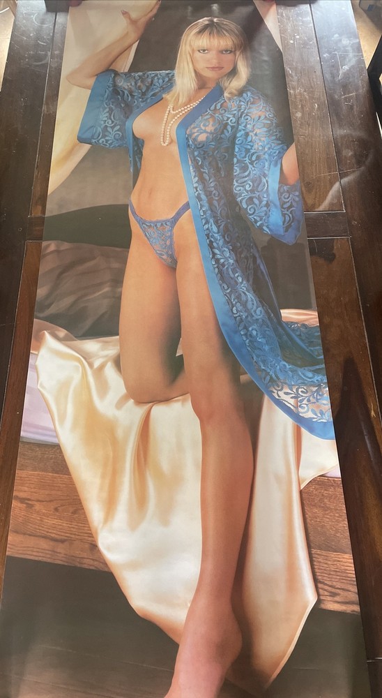 Vintage 1988 Starmakers DP21 Jeanette Door Poster Blue Negligee 74” x 25”