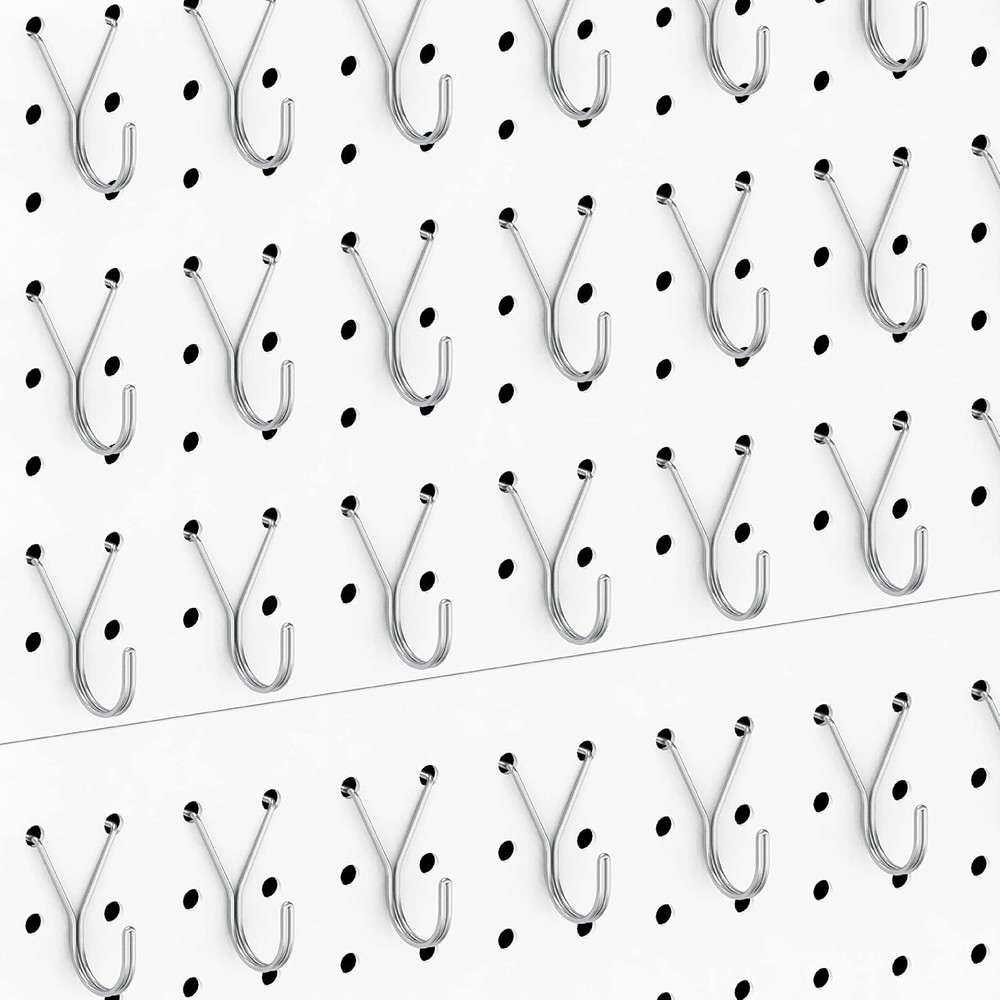 HUHOLE 40-Pack 1 Inch Silver J-Hook Pegboard Hooks