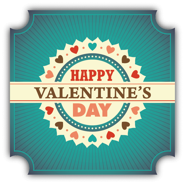 Happy Valentine's Day Heart Shine Retro Emblem Car Bumper Sticker Decal