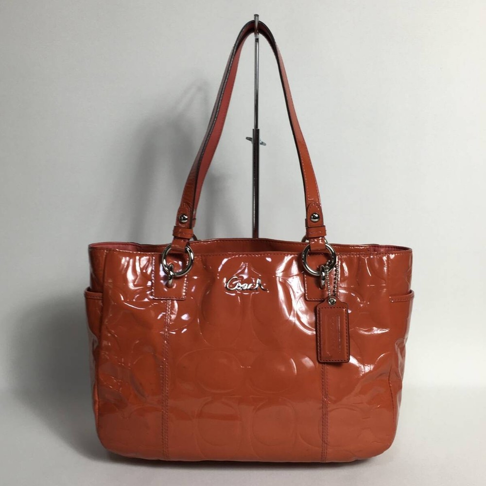 74B271 Coach Signature Orange Leather Handbag