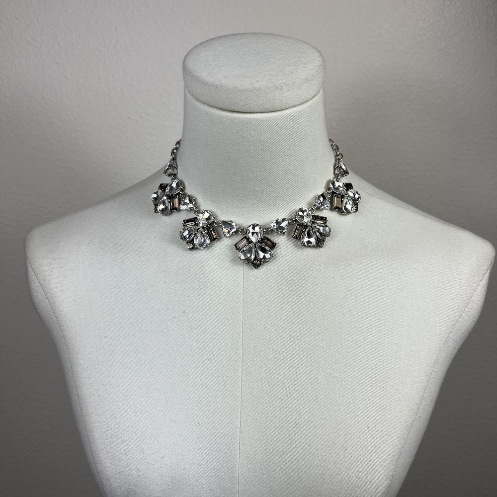 Stella & Dot Rhinestone Statement Necklace Silver Bling Dopamine Women Jewelry