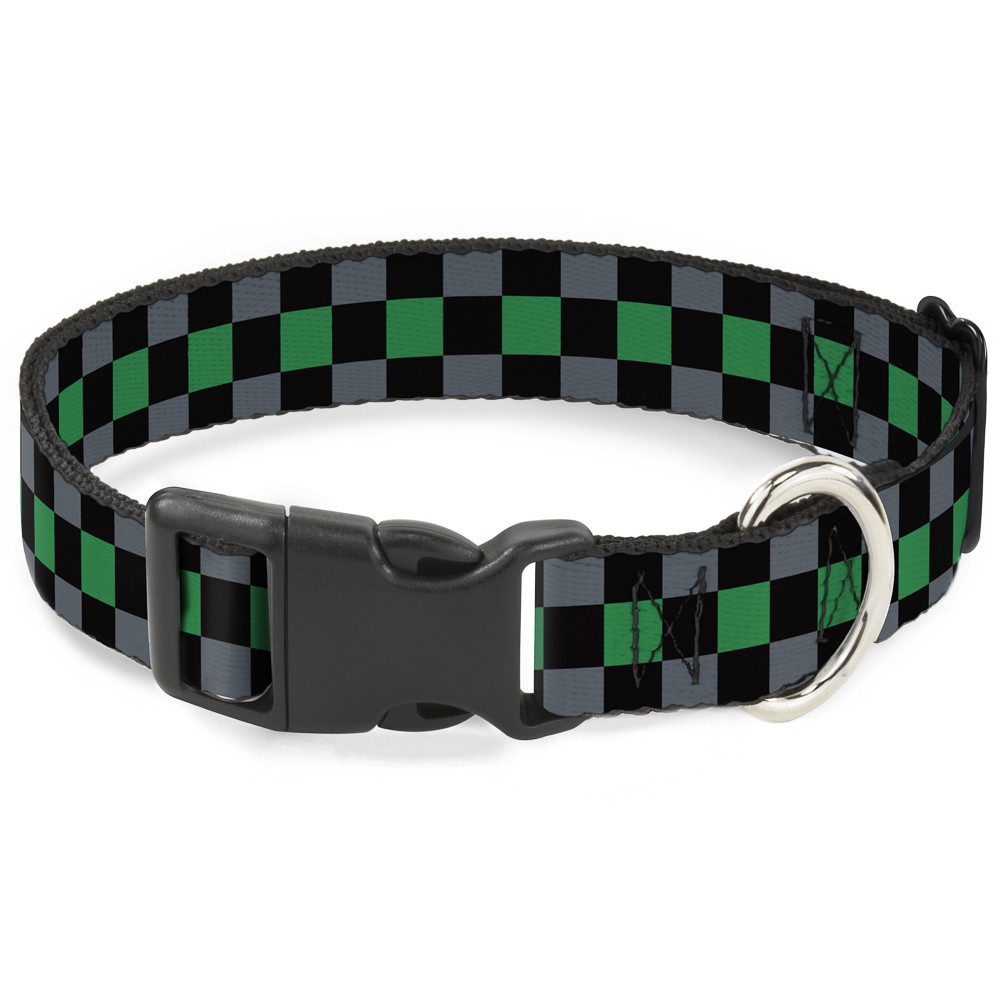 Plastic Clip Collar Checker Black/Gray/1 Green NARROW-Medium 8.5-12