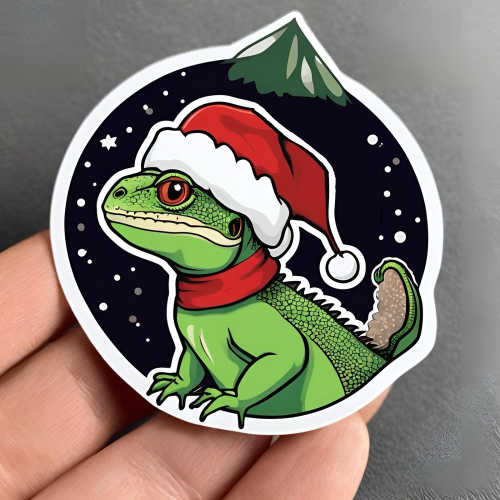 3x2.6” Christmas Lizard Cute Pet AMAZING STICKER!