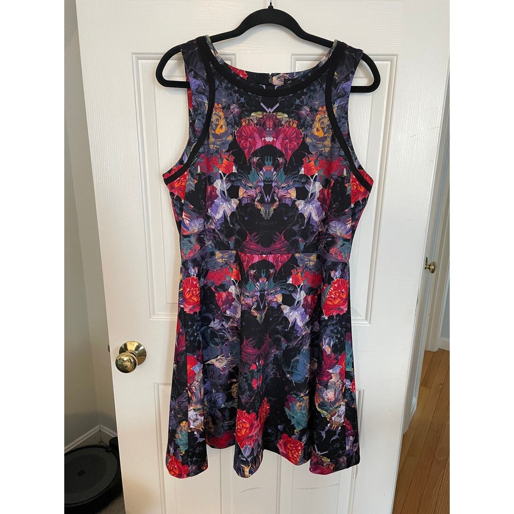 Nicole Miller XL High Neck Tank Dress with Flare Fit Digital Mirror Pattern