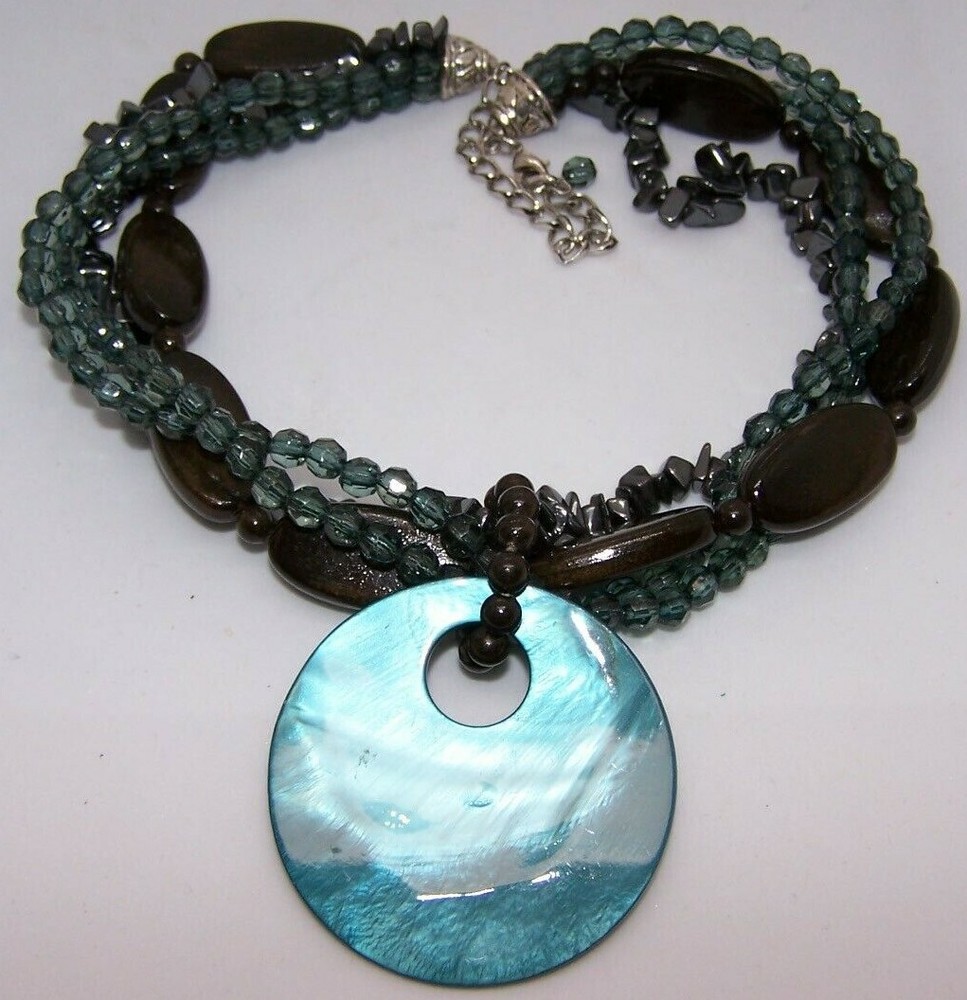 Boho Bohemian Beaded Pendant Chain Choker Necklace Beach Jewelry Multi Strand