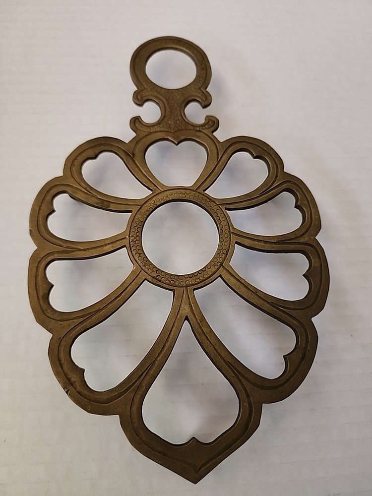 Footed  Vintage Brass 8 Inch Trivet  JAPAN Kitchen decor