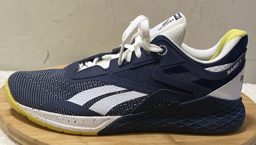 Women’s Size 10.5 Reebok Nano X Cross Trainer Shoes White Blue Yellow Flat