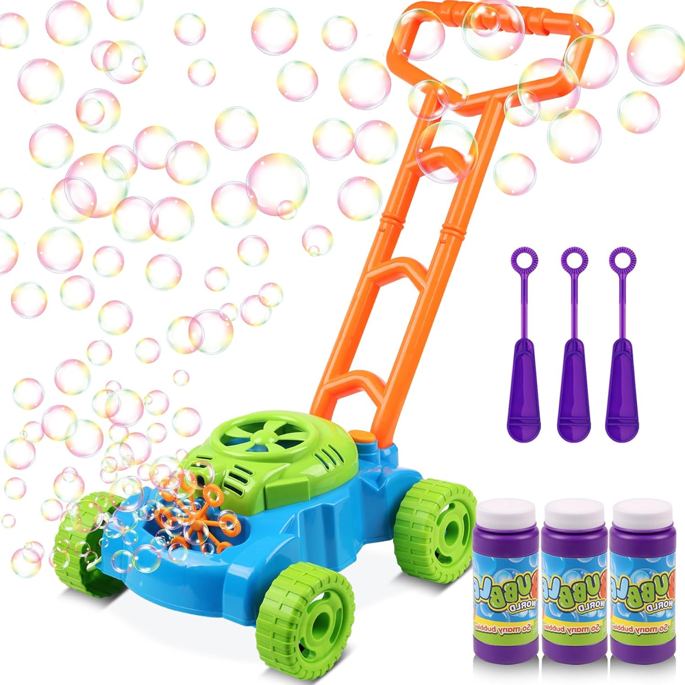 Lydaz Bubble Lawn Mower for Toddlers 1-3, Kids Bubble Blower Maker Machine, Summ