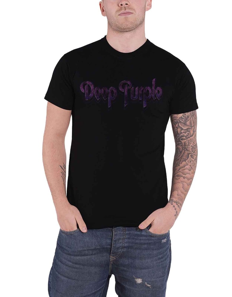 Deep Purple T Shirt Vintage Band Logo distressed new Official Mens Black