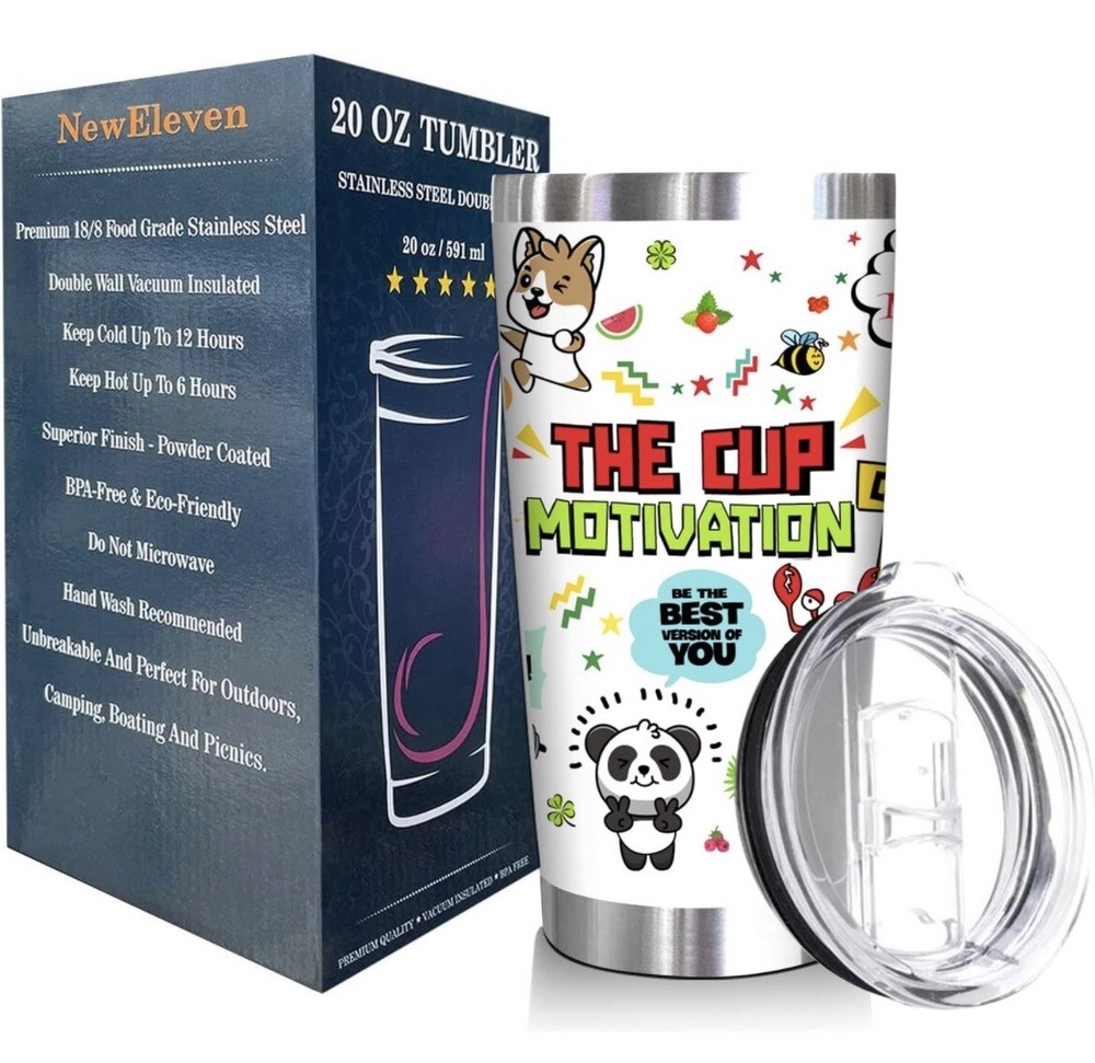 New Eleven The Cup Motivation Friends 20oz Tumbler Stainless Steel Double Wall-image