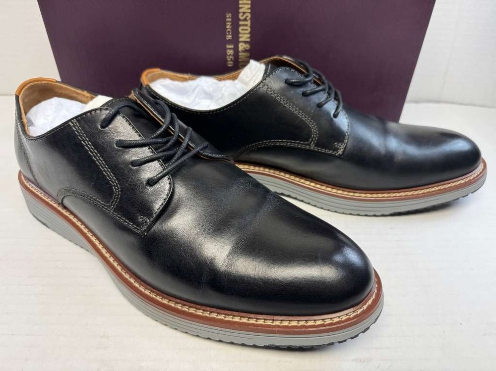 Johnston & Murphy Upton Plain Toe Black Full Grain 12 M