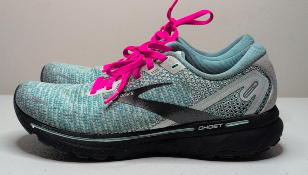 Brooks Ghost 14 Womens Size 8.5 South Beach Teal Pink Running Shoes 120356-435