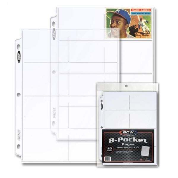 20 BCW Trading Card Binder Pages – 8-Pocket Album Sheets for Cards & Coupons  -image