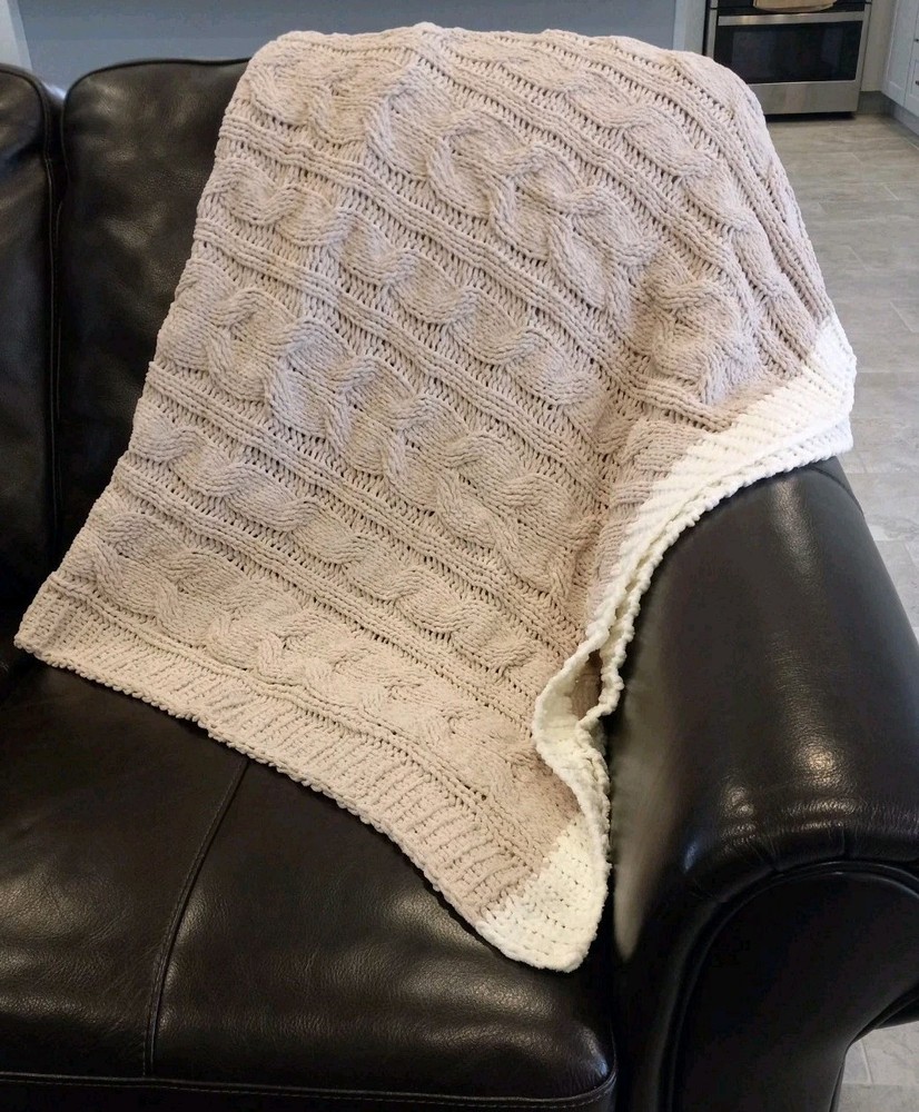 Bedsure Soft Beige Cable Knit Throw Blanket Couch 50