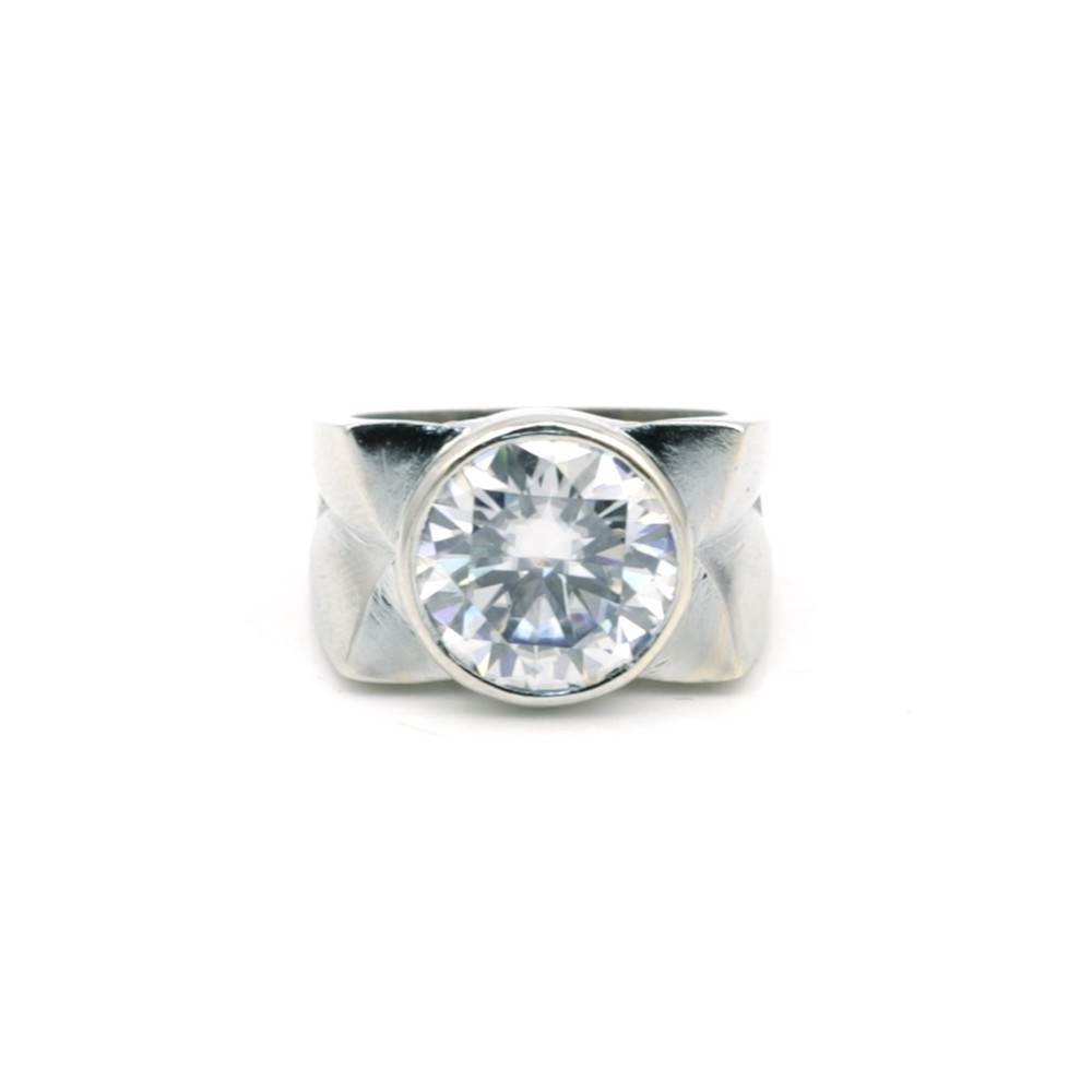5.00 Ct. Certified E/VS1 Round Cut Lab Grown Diamond Ring in 925 Sterling Silver