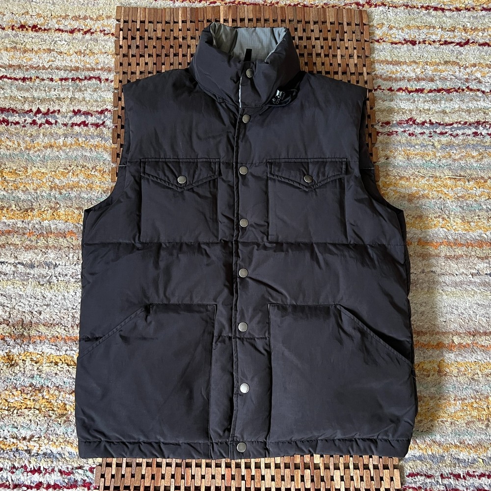 J. CREW Goose Down Utility Puffer Vest Black Snap Front Men's Medium M
