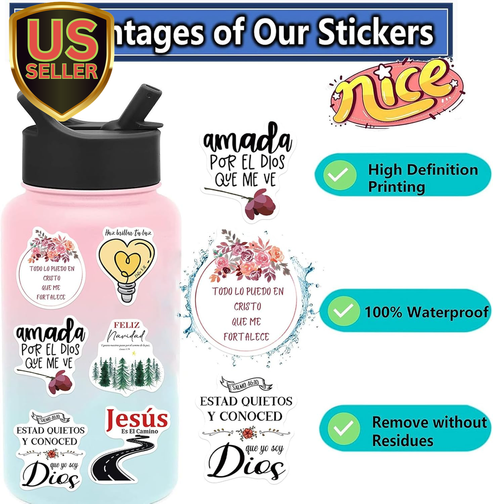 Spanish Bible Stickers for Adults Decals,Diy Decoration，Bible Verse,Jesus Scr...