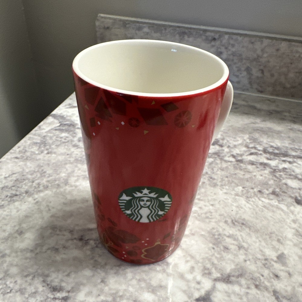 Starbucks 16 oz Red Christmas Mug with Holiday Ornaments 2013