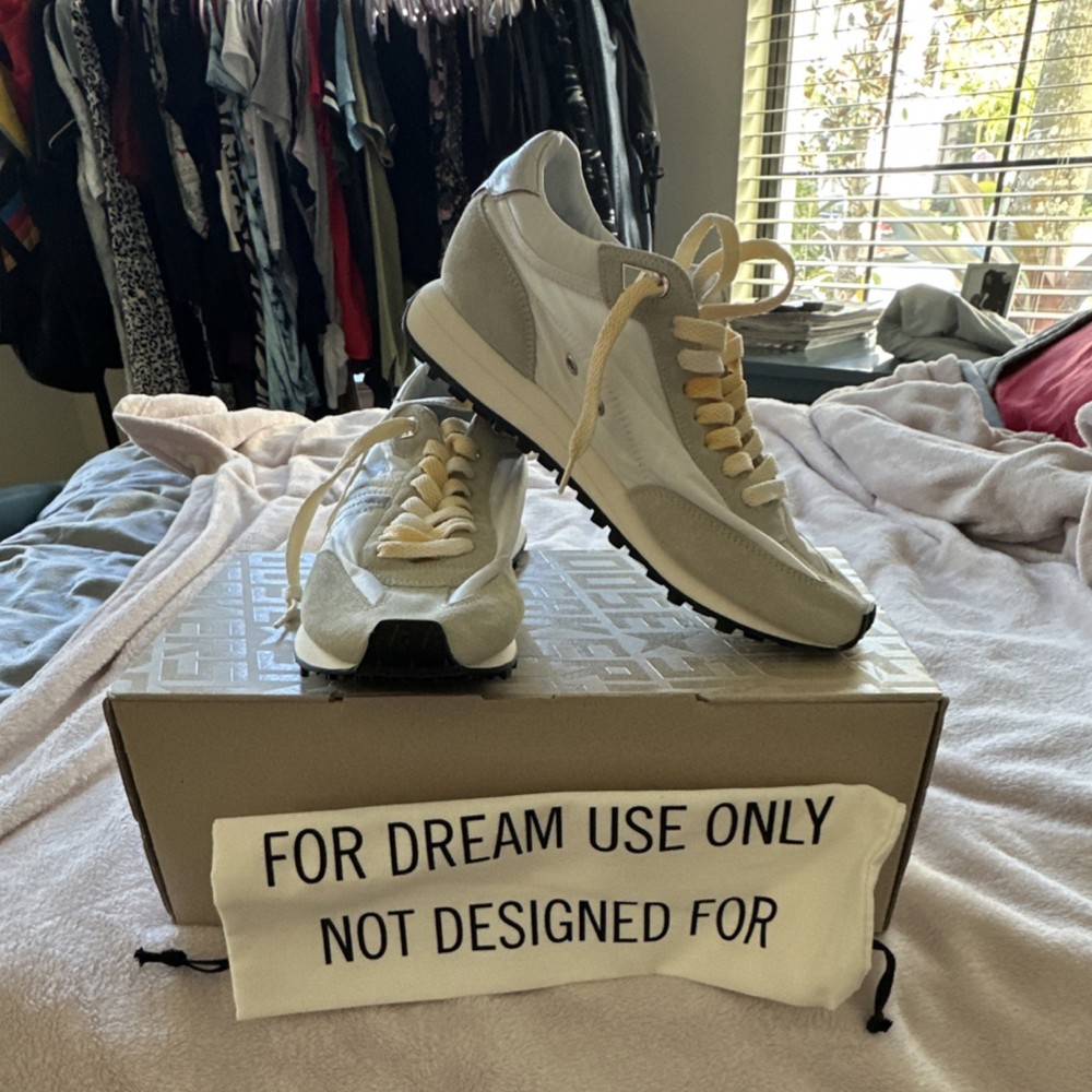 Golden Goose Running Marathon M77 Sneakers White Grey Silver Nylon Suede Lace Up