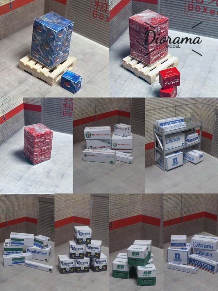 1:64 Diorama Beer Boxes Model for Warehouse or Garage Display