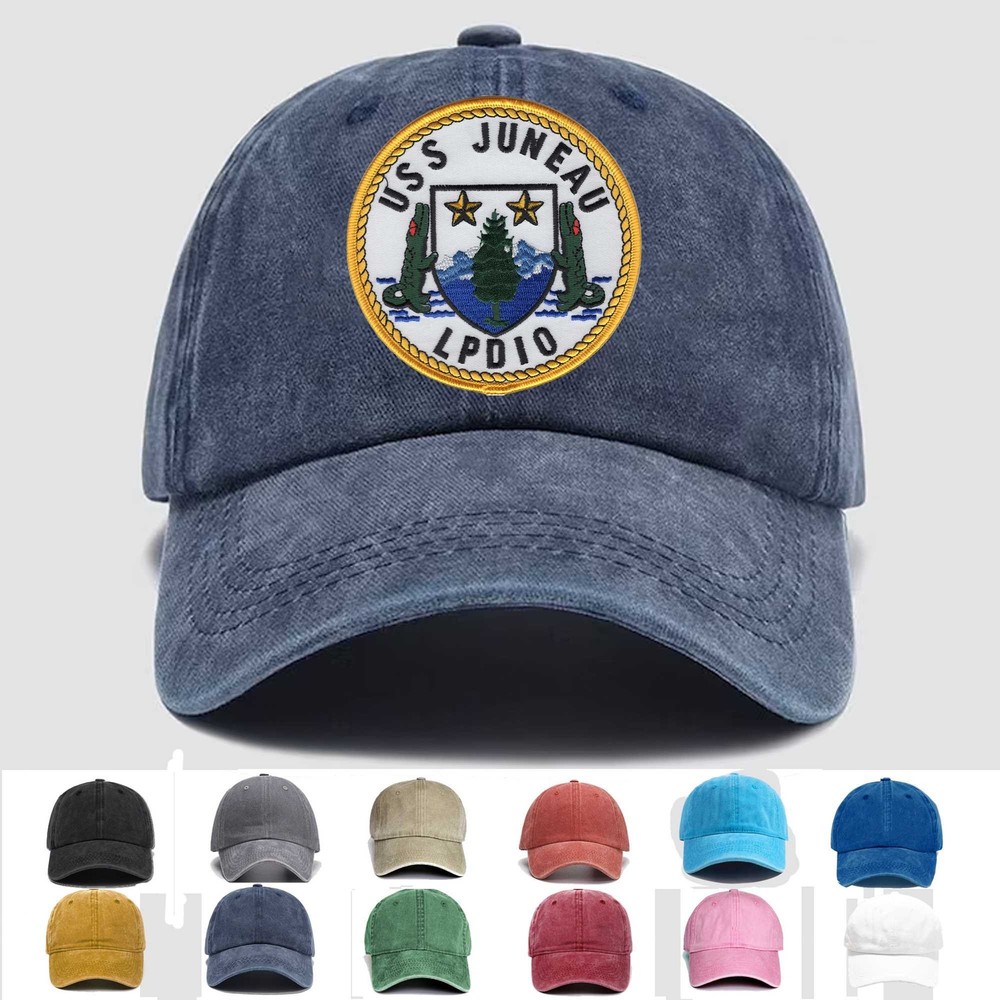 Custom Embroidered Hat LPD-10 USS Juneau Amphibious Transport Dock, Veteran Cap