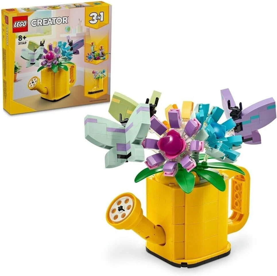 LEGO Creator 3in1 Flowers in Watering Can Buildable Toy Set with Welly Boot and Bird Models  