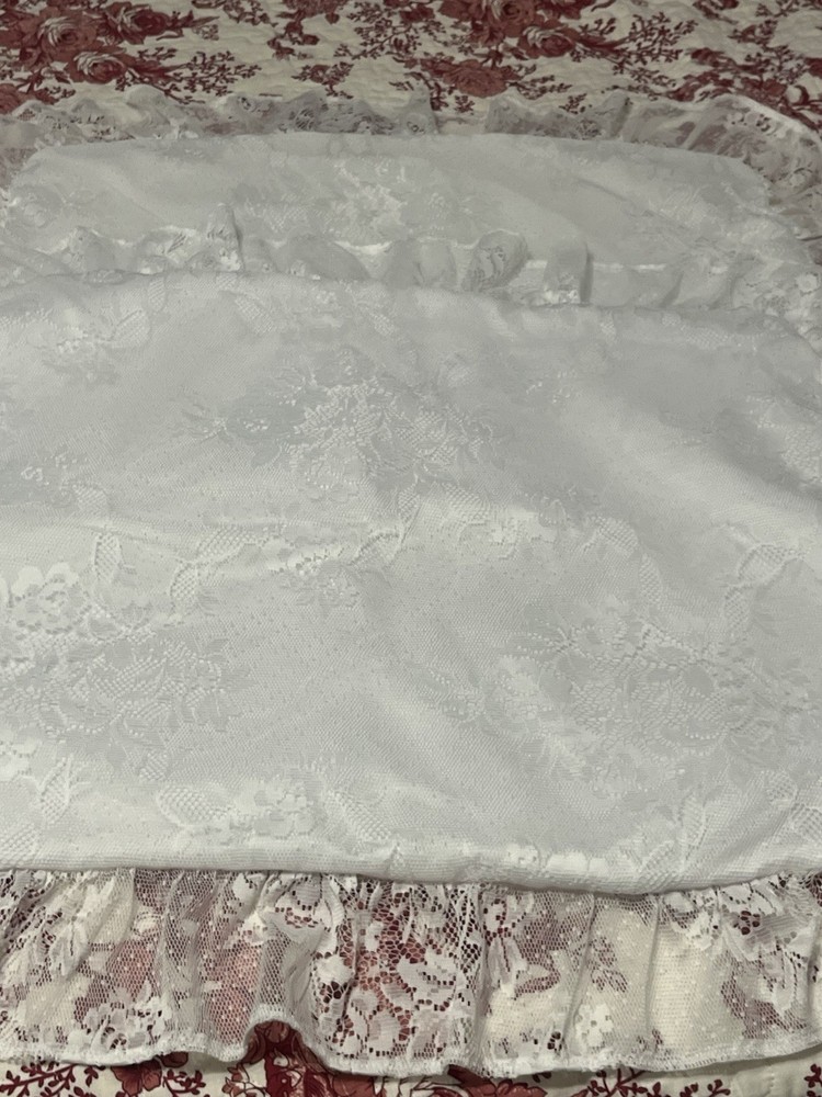 Queen Size Pillowcase Set White Lace Ruffled Shabby Chic JC Penny Home